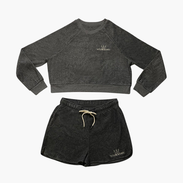 Blessed Crop/Shorts Fleece Set