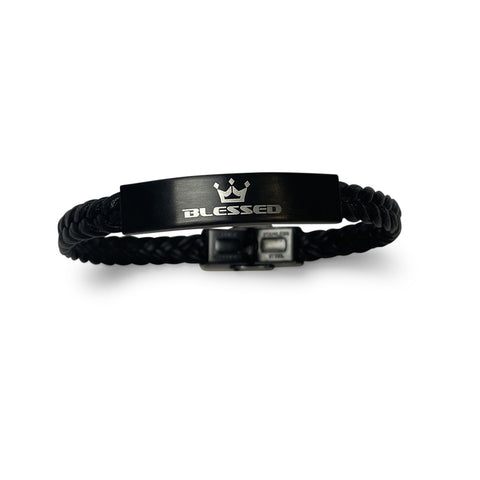 Blessed Leather & Metal Wristband