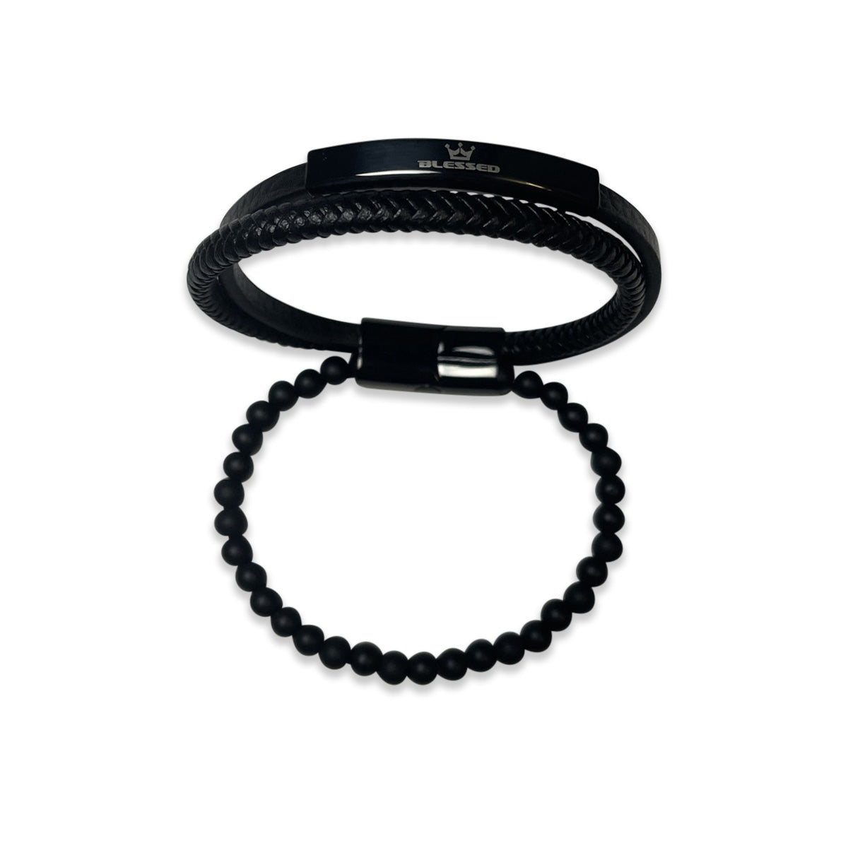 Blessed Leather & Metal Wristband